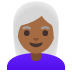 👩🏾‍🦳 woman: medium-dark skin tone, white hair display on Google